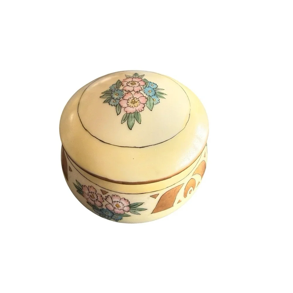 Vtg Vignaud Limoge Porcelain Vanity Tray Dresser Set Gold Floral Art Nouveau